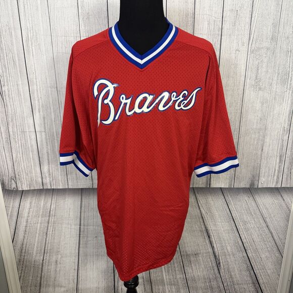 Mitchell & Ness Men's 5XL Red Atl Braves Dale Murphy 1980 Pullover Jersey *FLAW - Picture 1 of 10